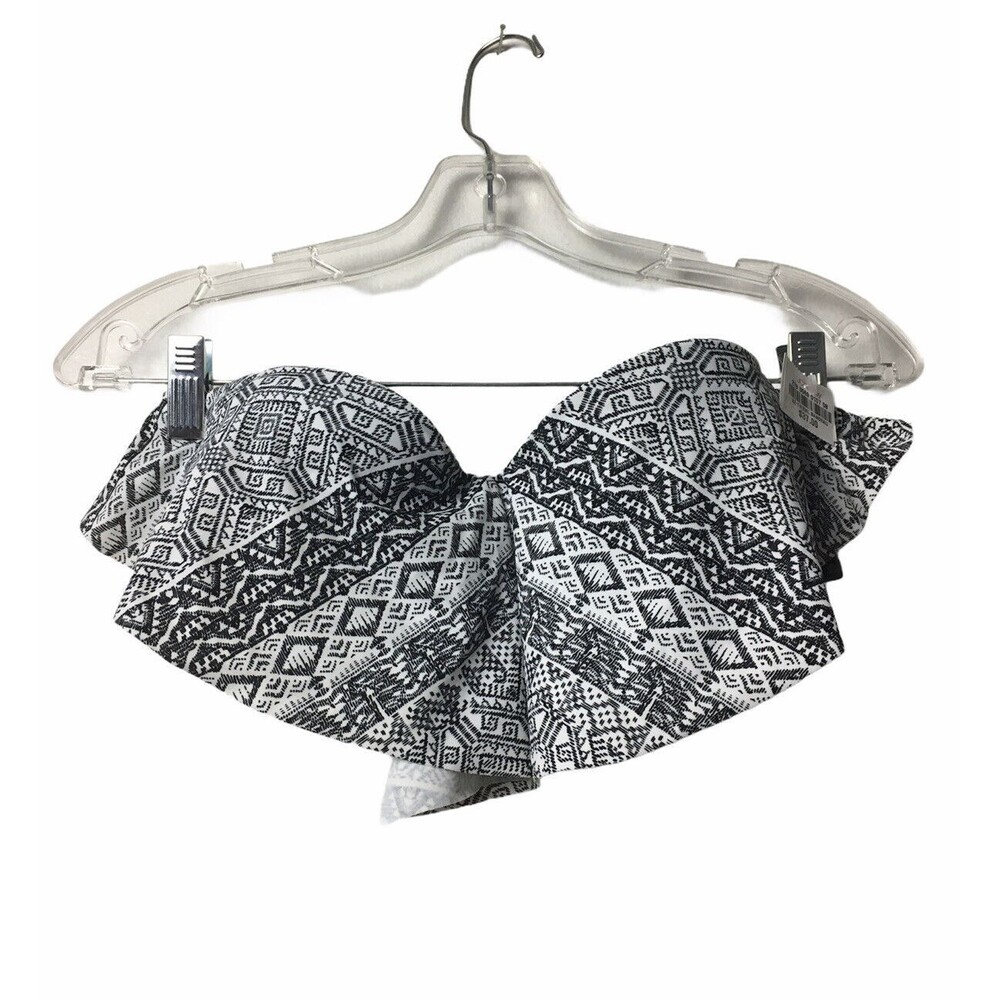 Arizona Jeans Bikini Top Sz L Push Up Strapless Black White Bra Swim
